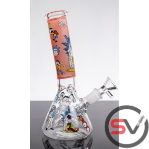 RICK AND MORTY CRAZY FACE GLASS BEAKER 8inch (GLOW IN DARK)
